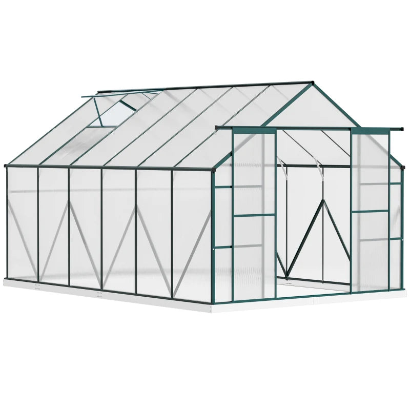 Green Polycarbonate Walk-in Greenhouse Kit with Adjustable Roof Vent