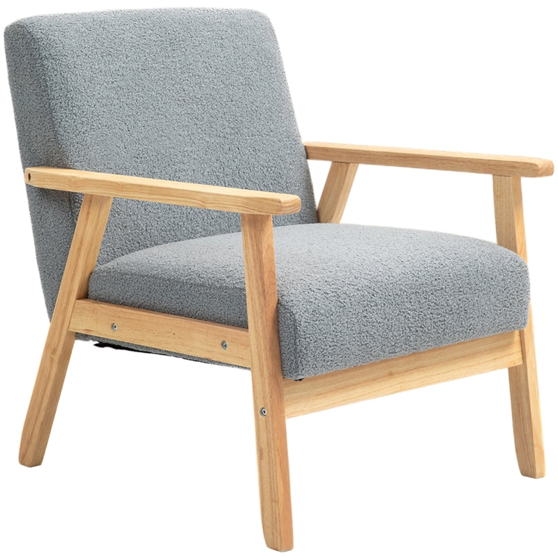 Stylish Grey Accent Chair with Thick Cashmere Cushions and Wooden Frame for Home and Office
