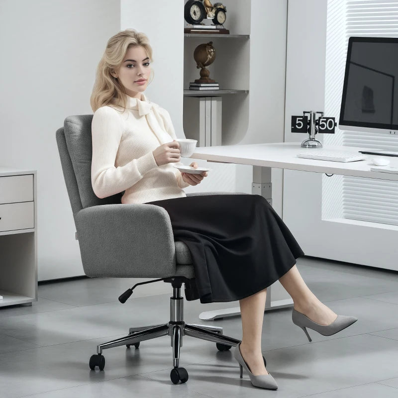 Comfortable 91-99cm Grey Sherpa Fleece Office Chair - Ergonomic Design for Home & Office Use