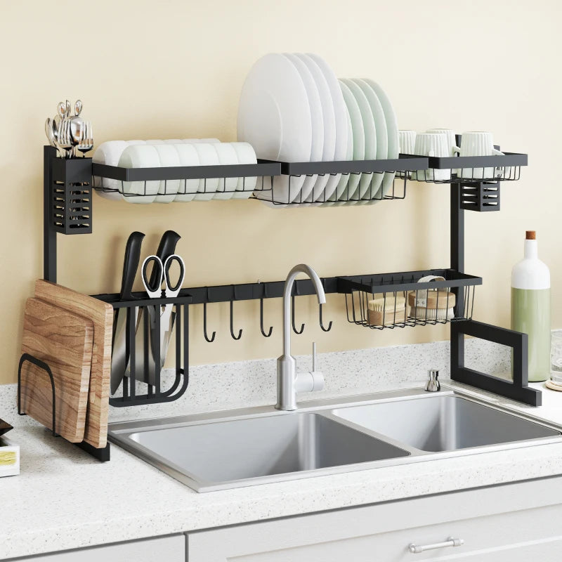 93cm Modular Over-Sink Drying Rack - Space-Saving Kitchen Organizer for Dishes, Pots, and Utensils - Adjustable Design