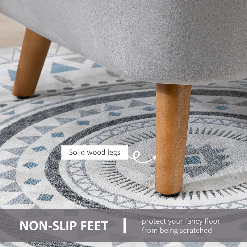 Velvet Fabric Accent Chair with Solid Wood Legs for Stylish Living Room Seating in Grey