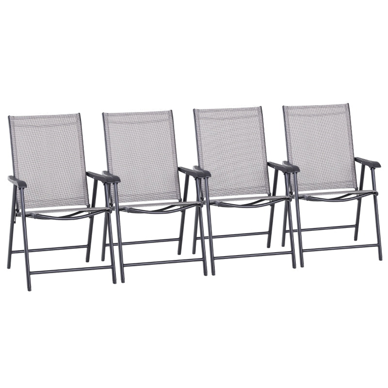 Grey Folding Outdoor Dining Chairs Set of 4 with Mesh Seat