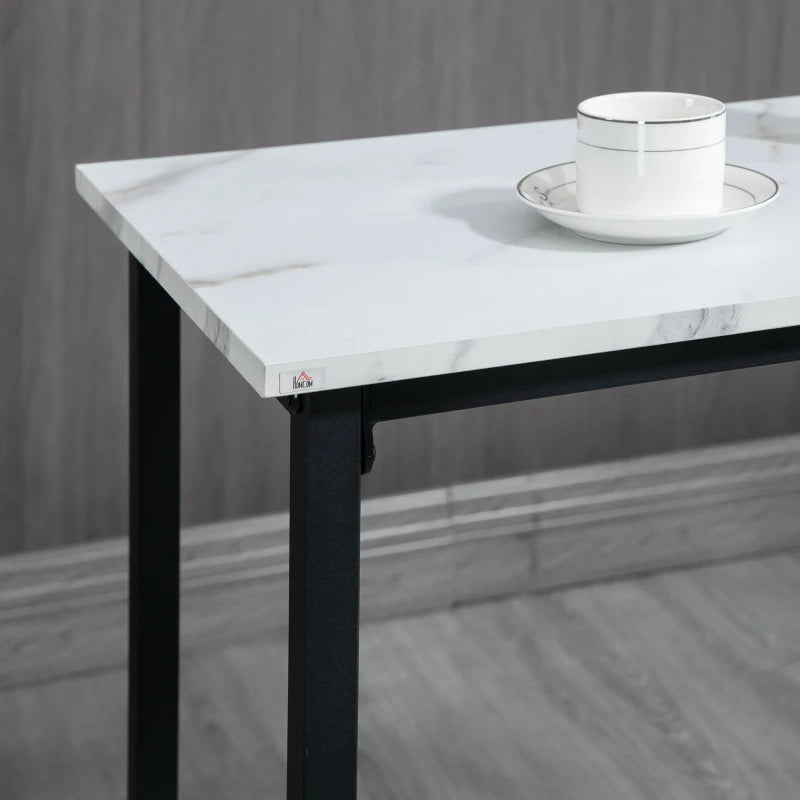 Elegant Three-Piece Marble-Effect Bar Table Set - Stylish White and Black Design for Modern Home Decor