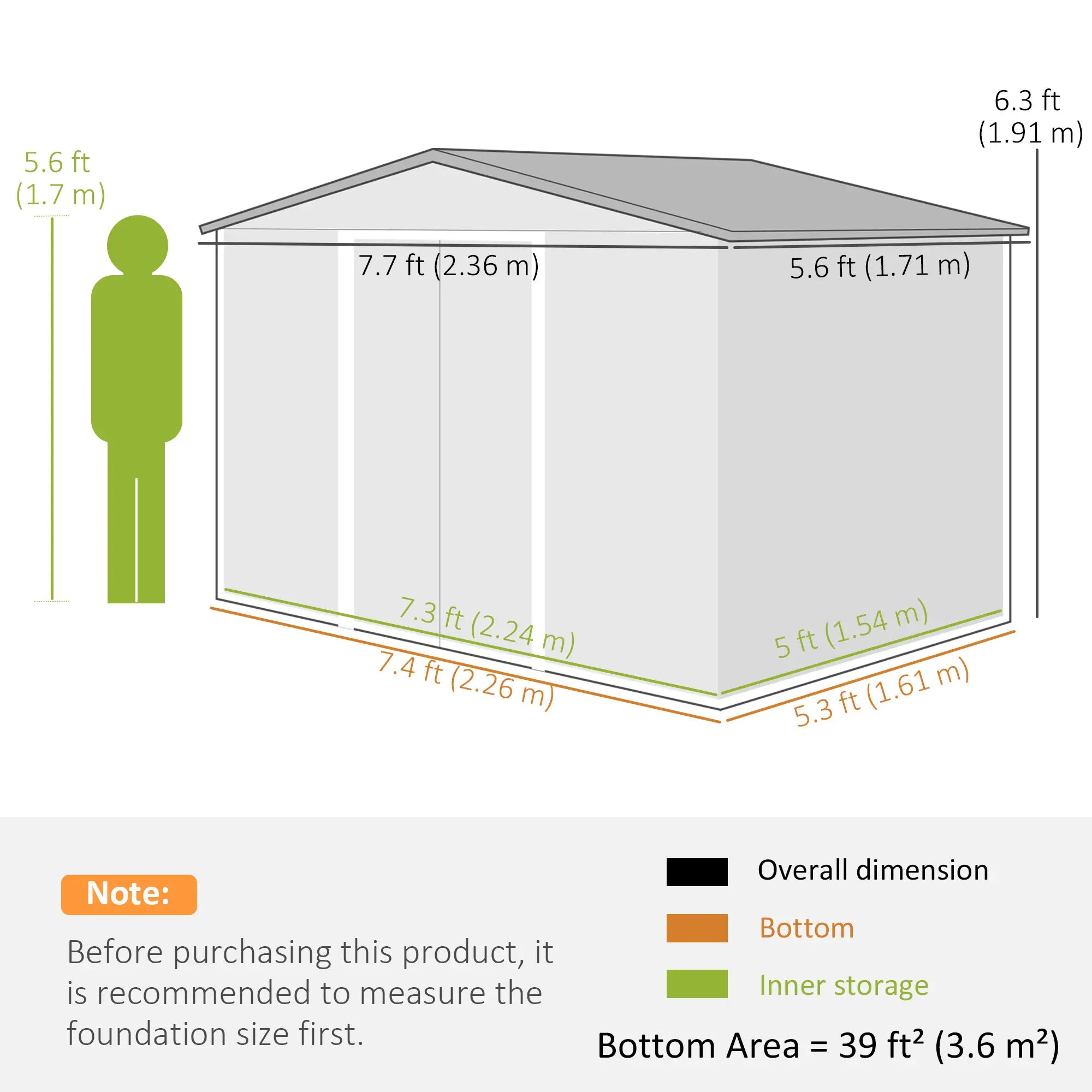 8 x 6ft Galvanised Steel Garden Shed with Lockable Double Sliding Doors – Large Outdoor Metal Storage, Ventilated, Weather & Rust Resistant, Light Grey