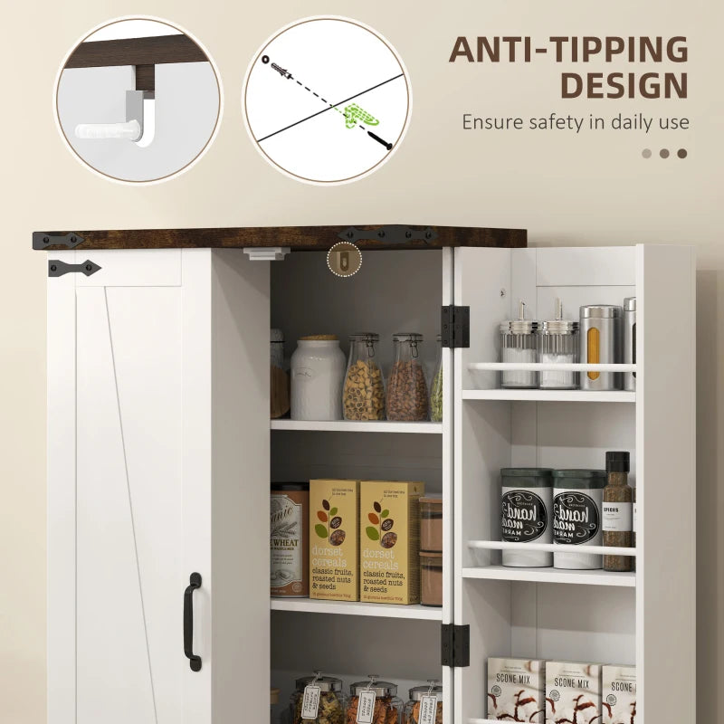 Multi-Storage Farmhouse Style White Cabinet - Rustic Storage Solution for Home, Kitchen, or Living Room