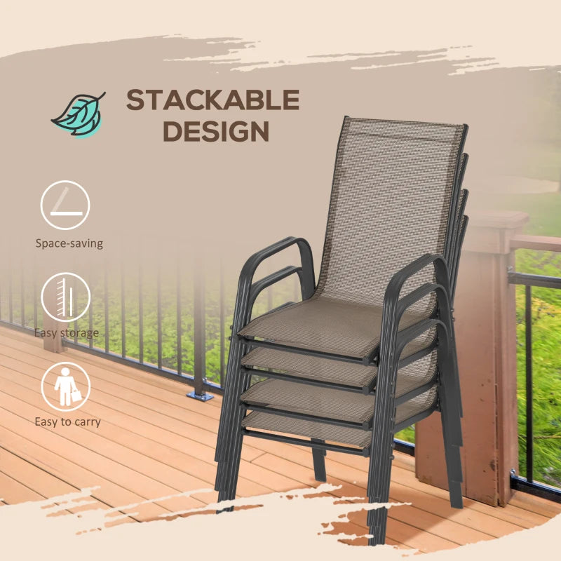 Grey Stackable Mesh Seat Chairs Set of 4