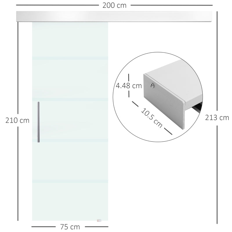 75cm Sliding Glass Door with Frosted Design