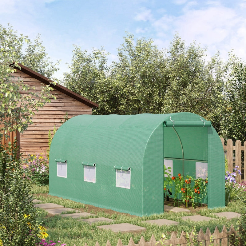 Green Walk-in Garden Plant Growing House with Door and Vent Window