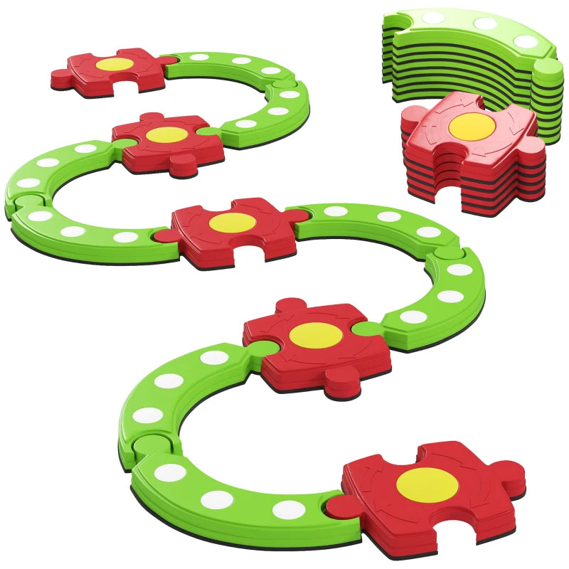 Kids Balance Beam Stepping Stones Set 13 Pieces Non-slip Textured Surface for Toddlers Green