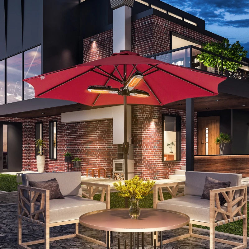 2000W Electric Umbrella Parasol Mounted Infrared Heater for Outdoor Gazebo Use - Efficient Heating Solution for Patios
