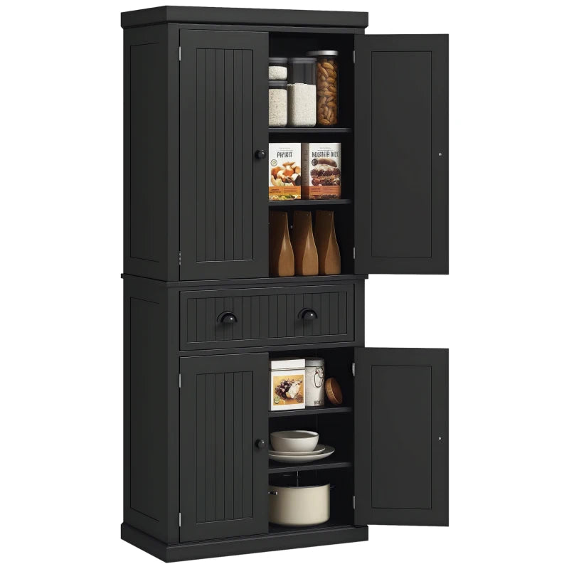 Freestanding Multi-Storage Kitchen Cabinet in Black - Stylish & Functional Organizer for Home & Kitchen Storage Solutions