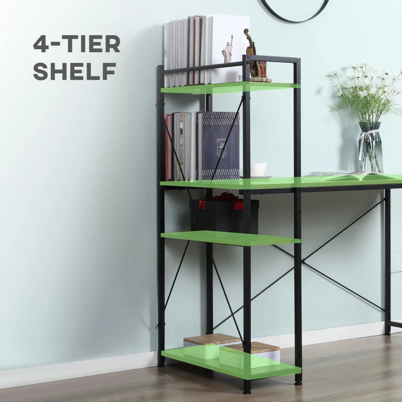 Industrial Reversible Computer Desk with Storage Shelves - Home Office Writing Desk, Easy Assembly, Walnut & Black, 120x64x121cm