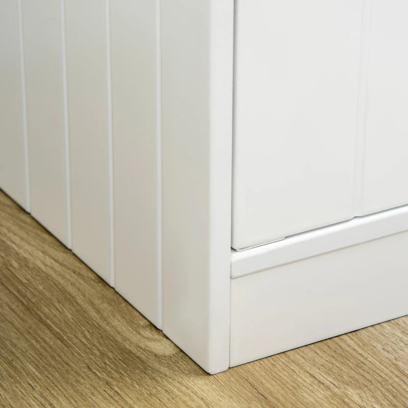 Elevate Your Pet's Dining: Stylish White Raised Feeder with Two Bowls & Convenient Storage