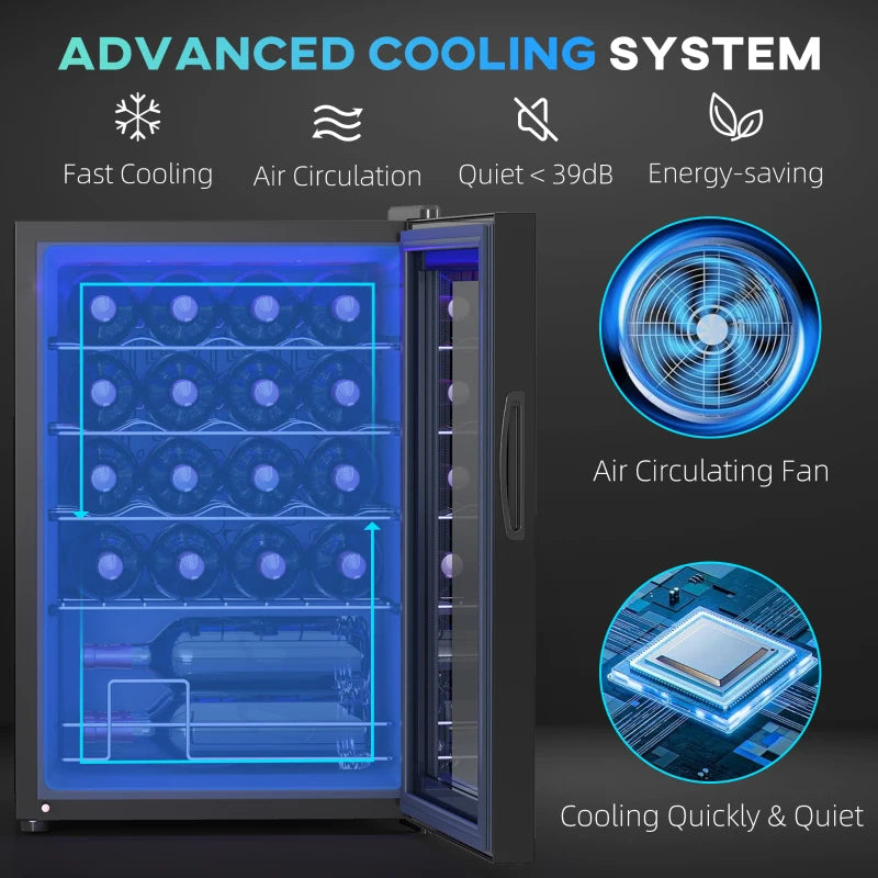 20-Bottle Countertop Wine Fridge - Black, Perfect for Home or Office, Stylish Wine Cooler with Adjustable Temperature