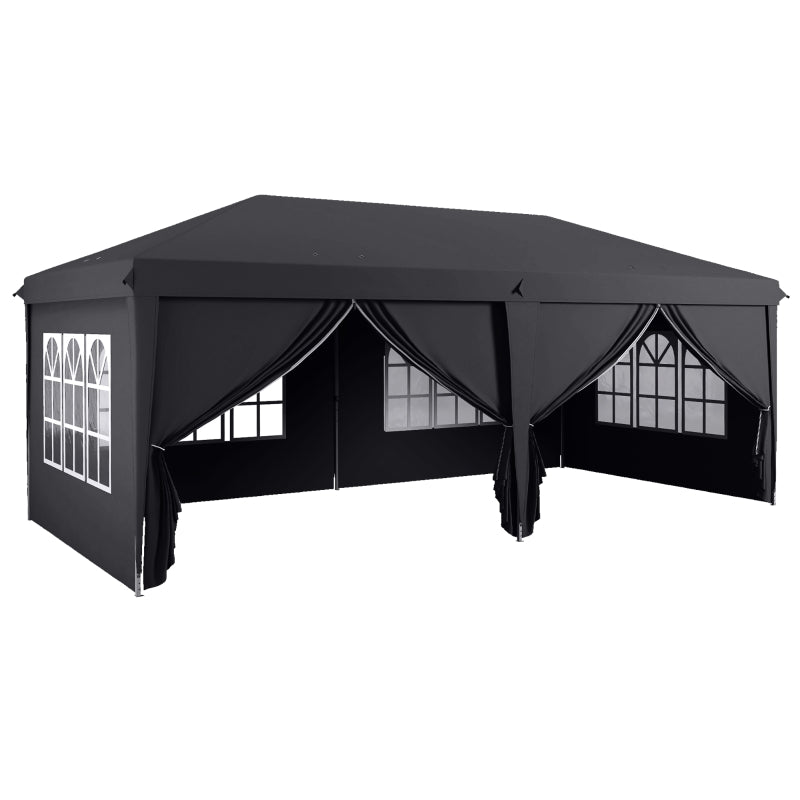 Grey 3x6m Pop-Up Gazebo with Curtain Walls and Windows