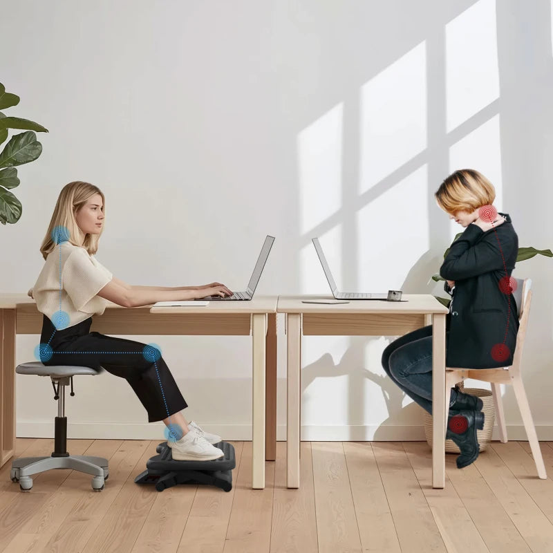 Adjustable Height & Angle Footrest - Ergonomic Tilting Platform for Home Office - Black Foot Rest for Comfort & Support