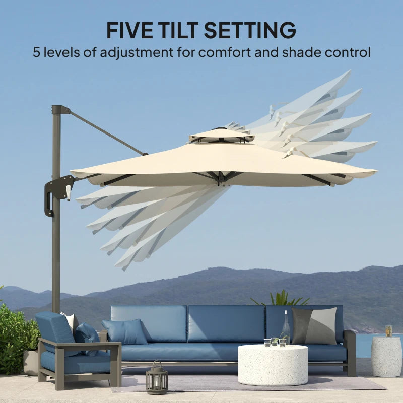 3.7m x 2.7m Cantilever Parasol Umbrella with 360° Rotation, Easy Tilt, UPF50+ Grey