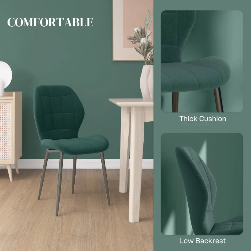 Set of 4 Green Flannel Relaxed Tub Dining Chairs - Cozy, Stylish Seating for Home or Restaurant Use