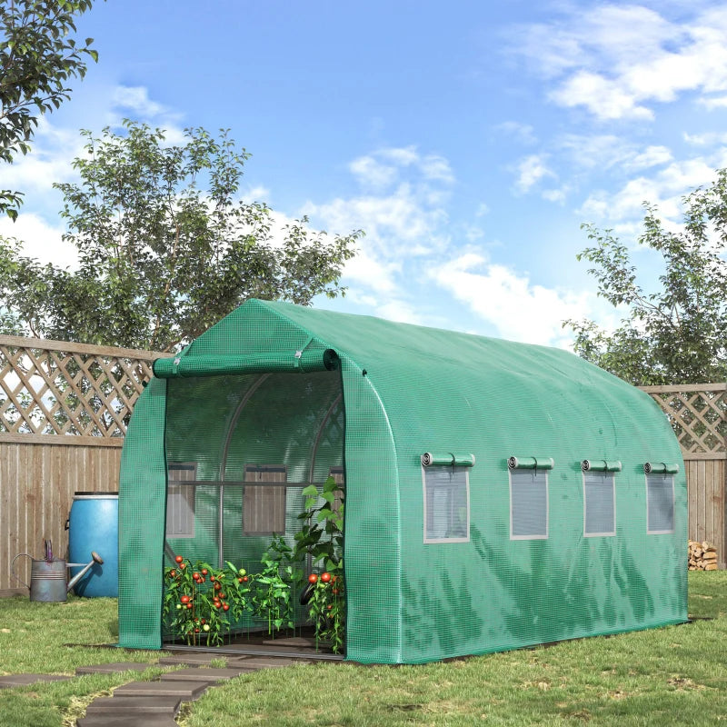 Green Walk-In Garden Greenhouse with Windows and Door (4x2m)