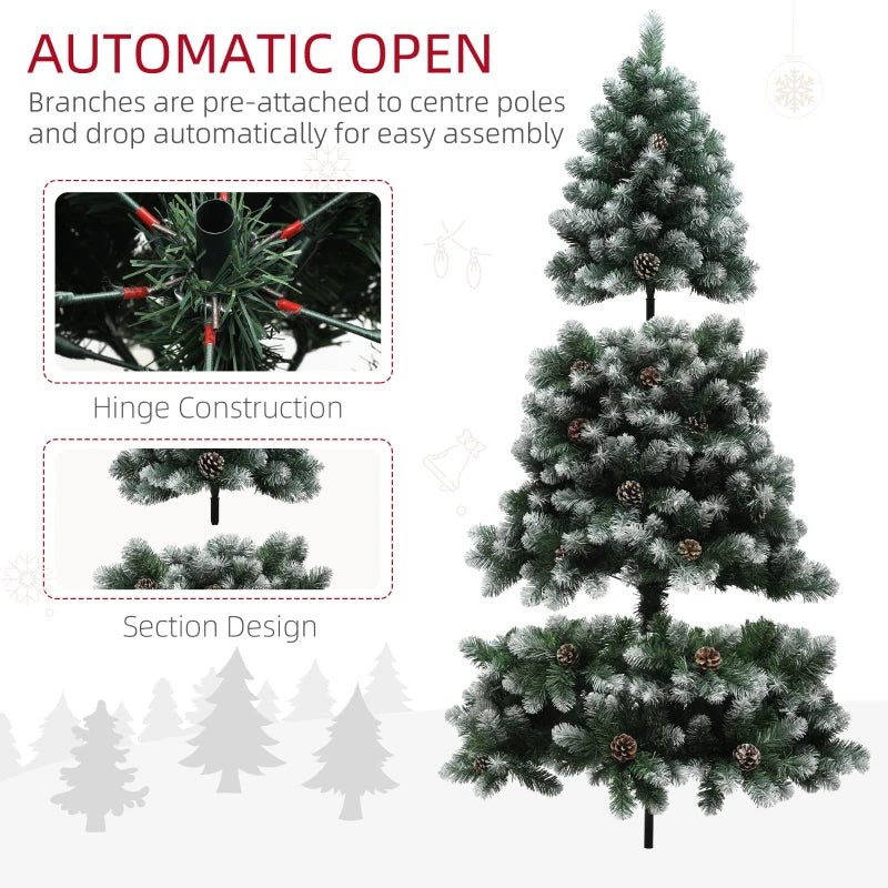 6ft Snow-Dipped Artificial Pine Christmas Tree - Realistic Holiday Decor for Festive Home Decoration