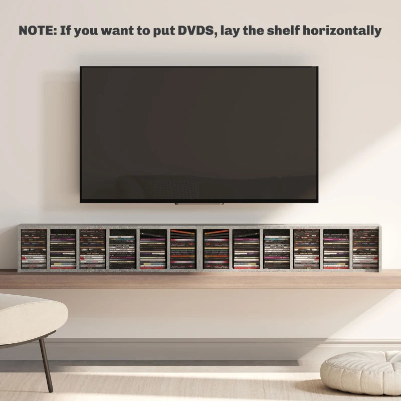Set of 2 Cement Grey CD Storage Units - Stylish and Durable Media Organizers for Home or Office