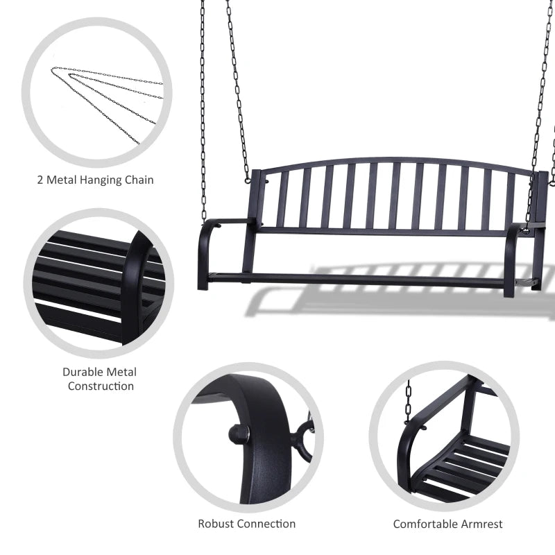 Black Metal 2 Seater Swing Bench