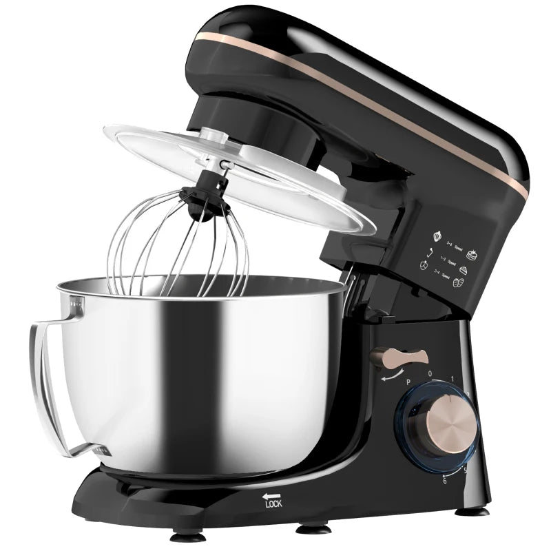 Premium 1300W Black Kitchen Stand Mixer with Accessories - Versatile Baking & Cooking Tool for Home Chefs