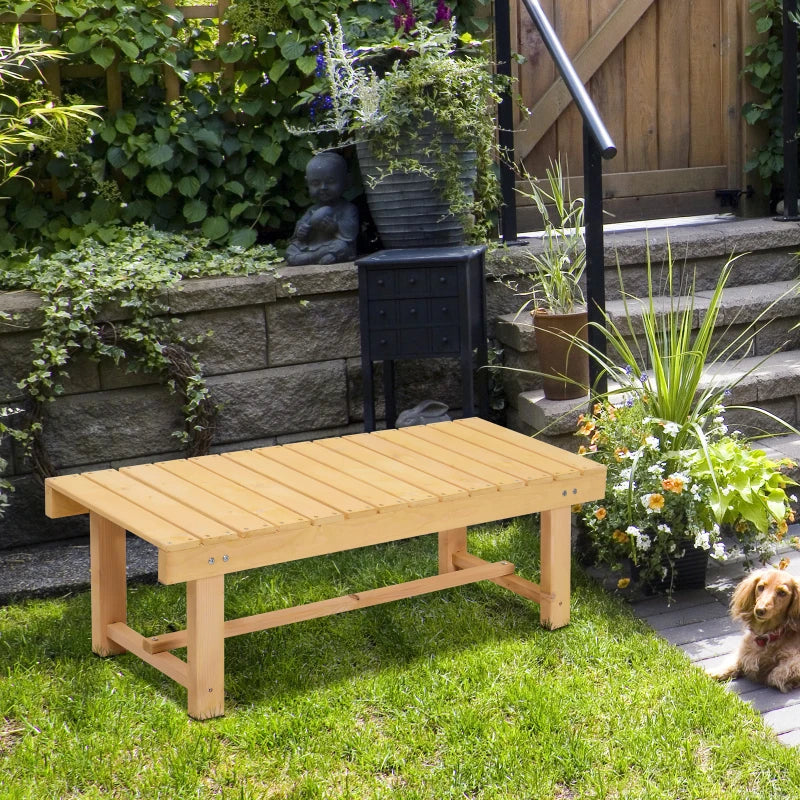 Natural Fir Wood 2-Seater Garden Bench 110x38x35 cm