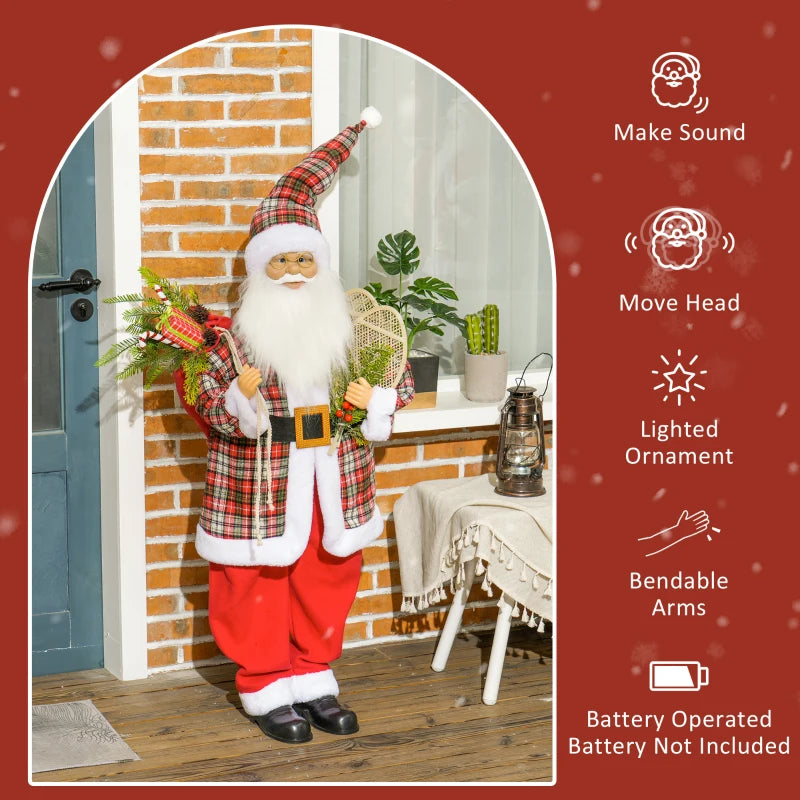 4'3" Animated Santa Claus Figure with Sound & Lights - Festive Red & Green Holiday Decoration for Christmas