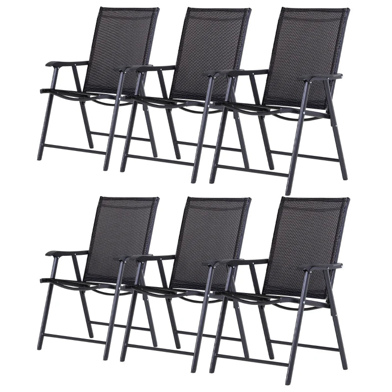 Black Folding Metal Outdoor Dining Chairs Set of 6