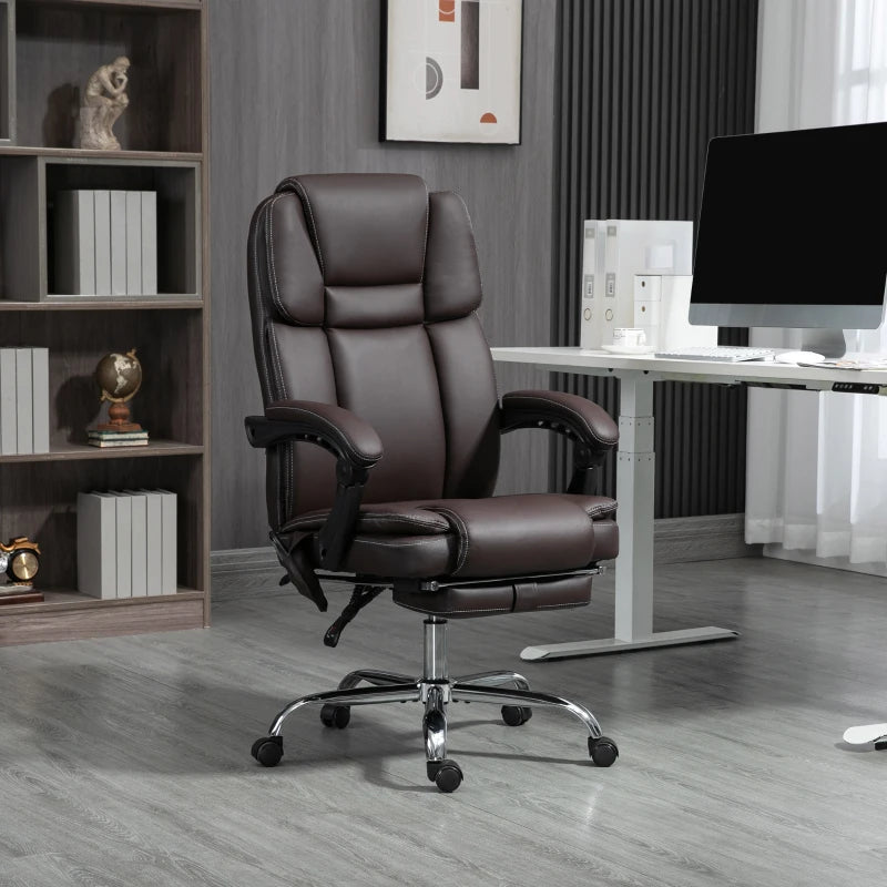Vinsetto Dark Brown Six Point Vibrating Massage Office Chair - Ergonomic Comfort for Home & Office Use