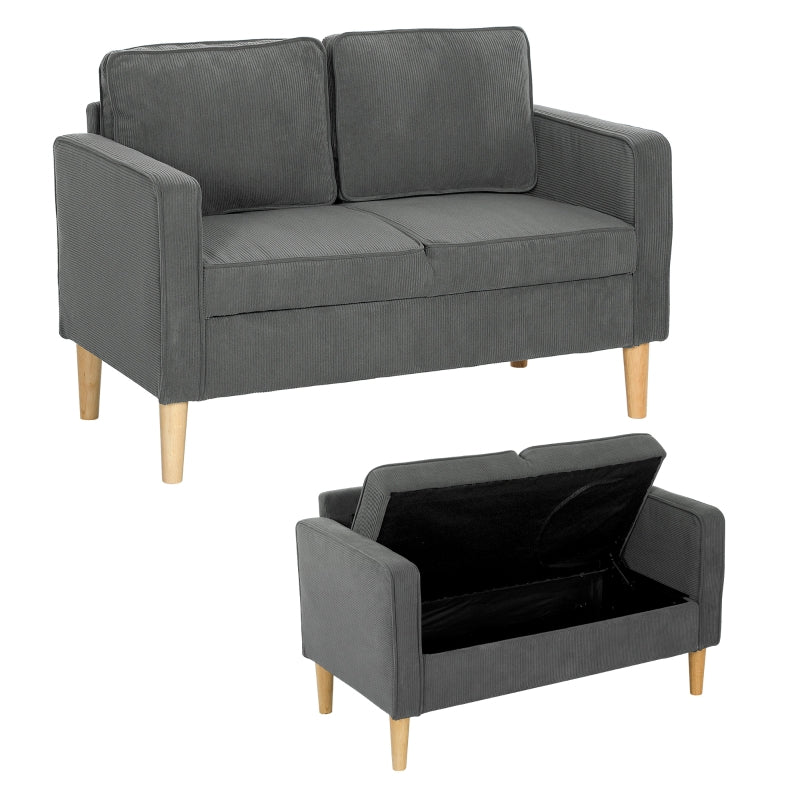Small Grey Corduroy Two-Seater Sofa for Compact Living Spaces