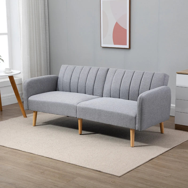 Light Grey Three-Seater Sofa Bed with Split Back Design for Versatile Comfort and Style