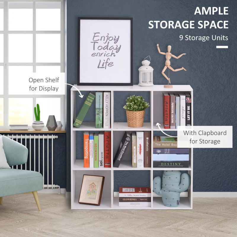 Stylish Nine-Cube Storage Shelf in White - Versatile Organizer for Home, Office, and Kids' Rooms - Perfect for Display and Storage