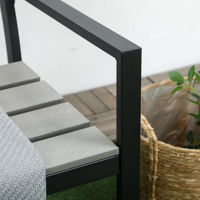 Grey Steel Frame 2 Seater Outdoor Garden Bench