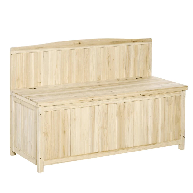 Outdoor Wood Storage Bench - Natural Finish