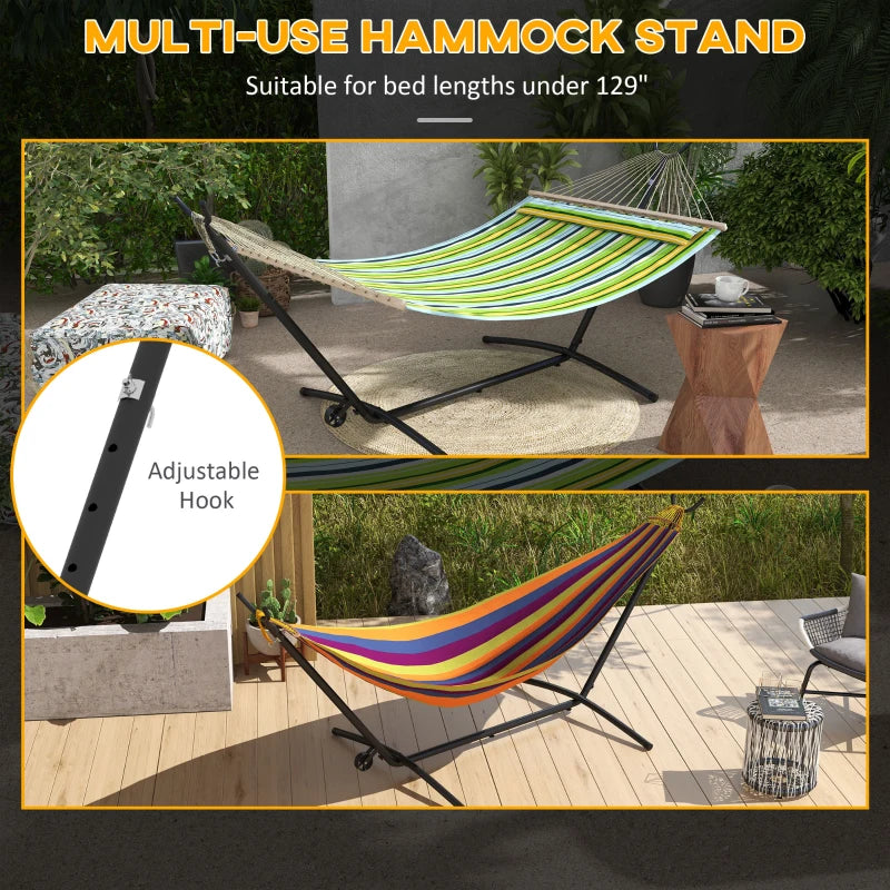 Portable Black Hammock Stand with Wheels - Adjustable Net Stand for Various Hammock Styles