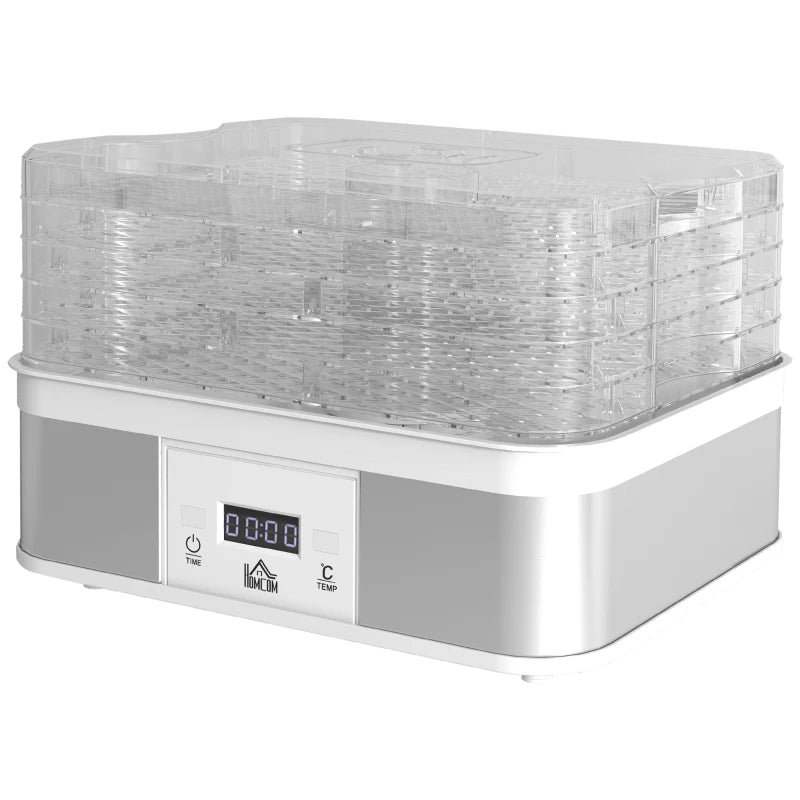 5-Tier Stainless Steel Food Dehydrator - 245W Adjustable Temperature & Timer, LCD Display for Fruits, Vegetables, Jerky & Pet Treats