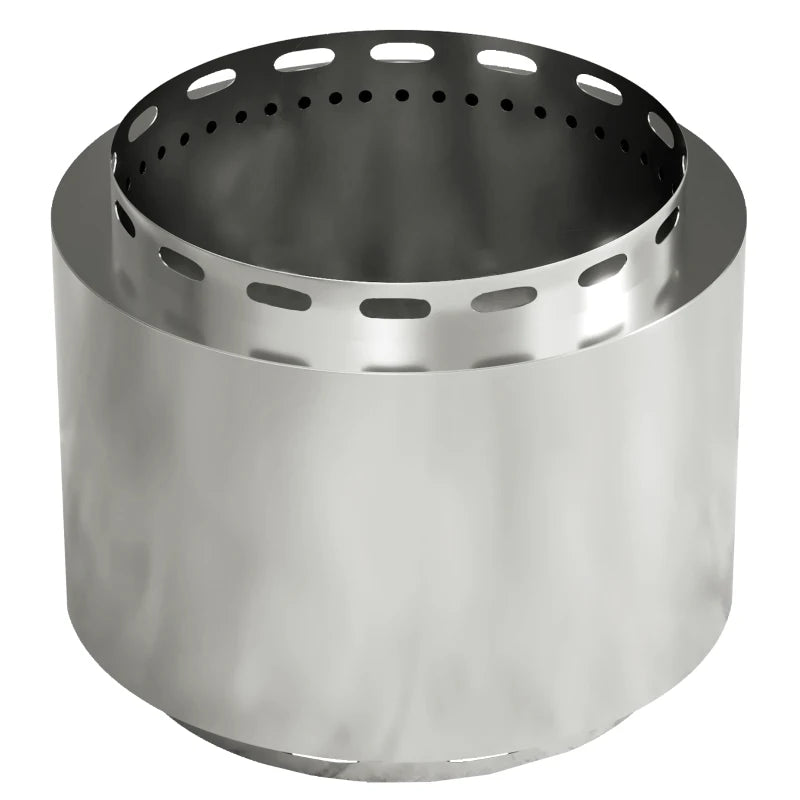 Portable Smokeless Fire Pit - 48.5cm Stainless Steel Wood Burning Firepit with Poker for Garden, Camping & Bonfire Parties
