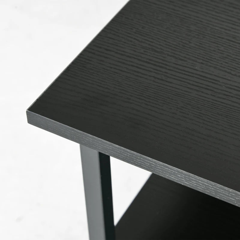 Three-Tier Black Steel Printer Stand on Wheels - Mobile Storage Solution for Home Office & Workspace