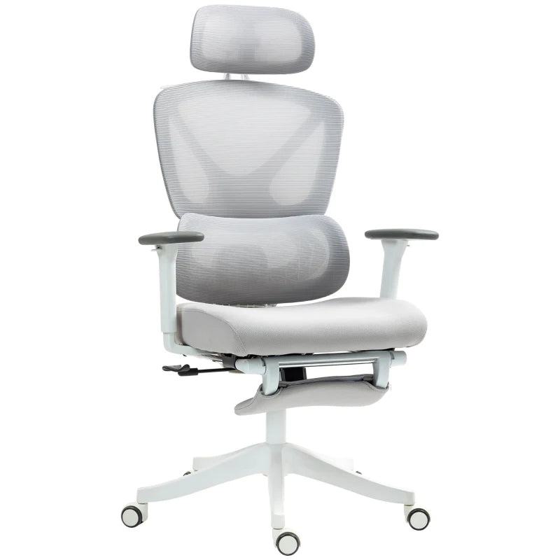 Ergonomic Adjustable Office Chair in Grey - Comfort & Support for Home and Office Use, Perfect for Long Hours