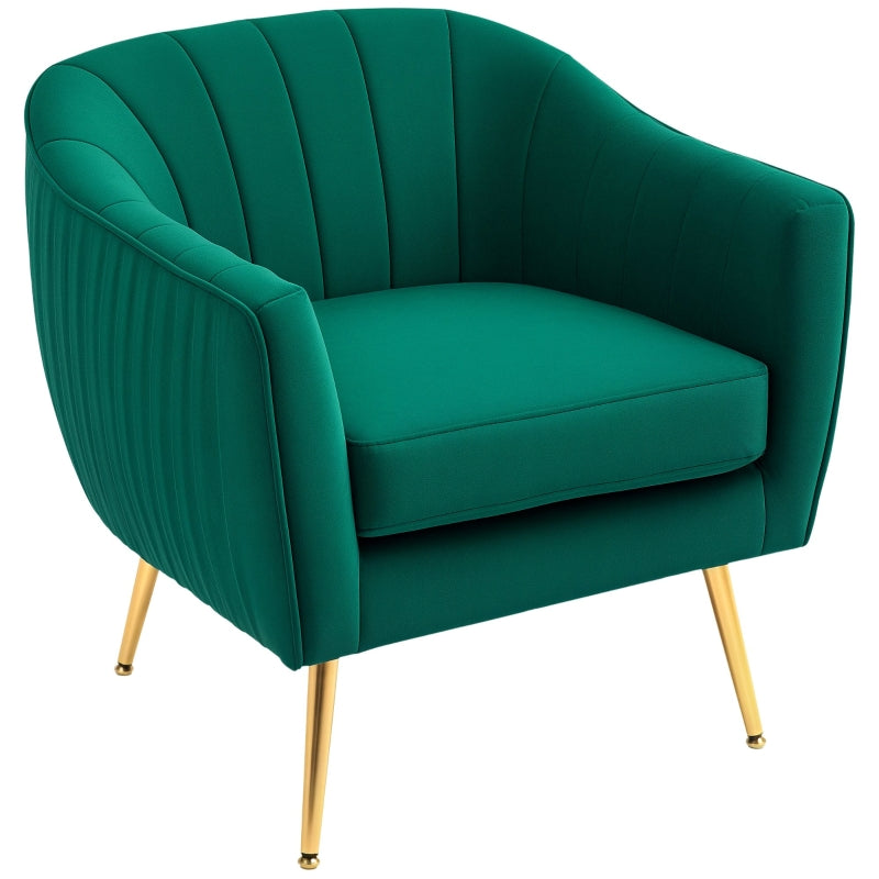 Velvet-Feel Green Shell Back Accent Chair for Stylish Home Decor