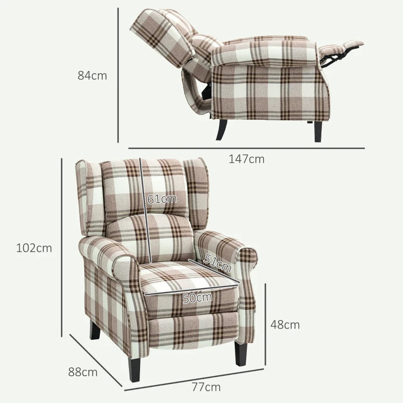 Brown Reclining Armchair with Footrest - 160° Adjustable Comfort for Relaxation