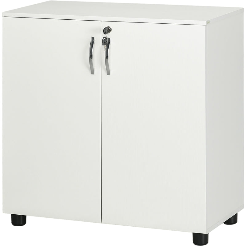 Vinsetto Two-Tier Locking Office Storage Cabinet - Modern White File Organizer for Home & Office Use