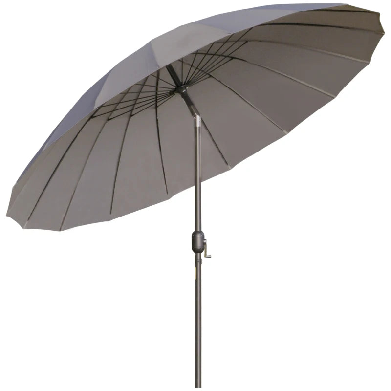 Grey 2.5m Garden Parasol Umbrella with Crank & Tilt, Outdoor Sun Shade