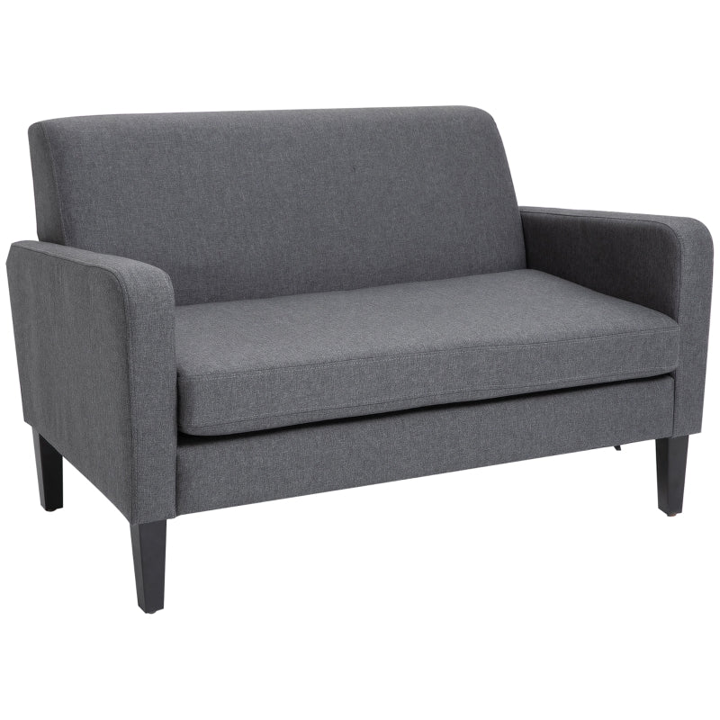 Modern Curved 2-Seat Sofa Loveseat with Thick Cushions and Wooden Legs for Compact Living Spaces in Grey