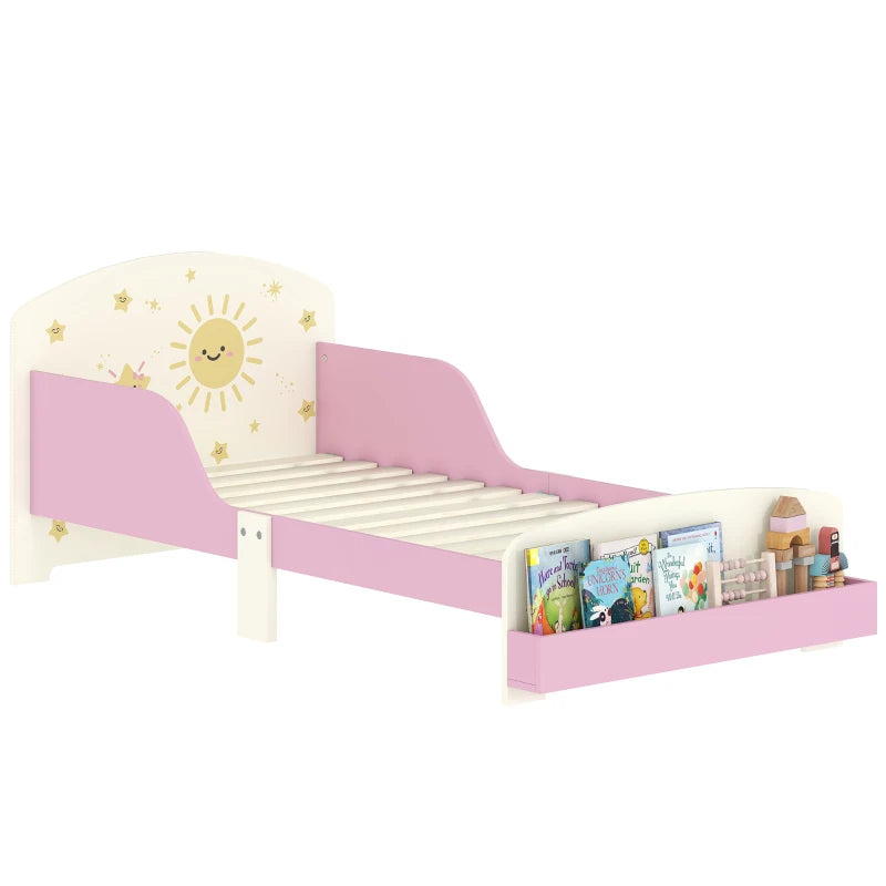 Sun Design Toddler Bed with Storage & Guardrails - Fits 140x70cm Mattress, Ideal for Ages 3-8 Years