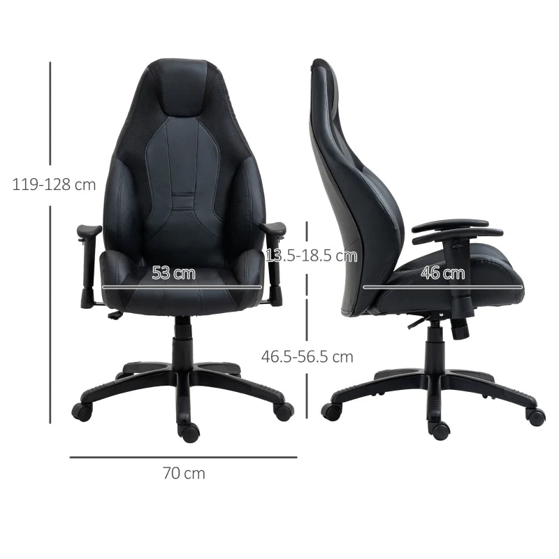 Vinsetto Racing Gaming Chair - Ergonomic Mesh & Faux Leather, High Back, Adjustable Height & Armrests, Swivel Wheels, Black