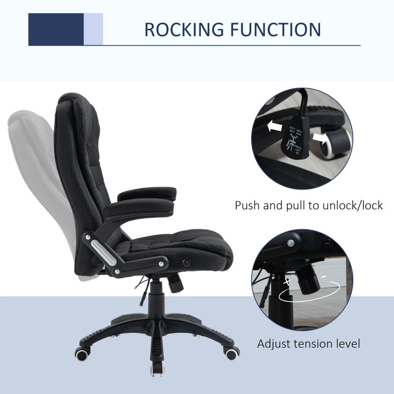 Vinsetto Ergonomic Office Chair - Adjustable Height, Reclining, Tilt Function, Comfortable Desk Chair with Armrests - Black
