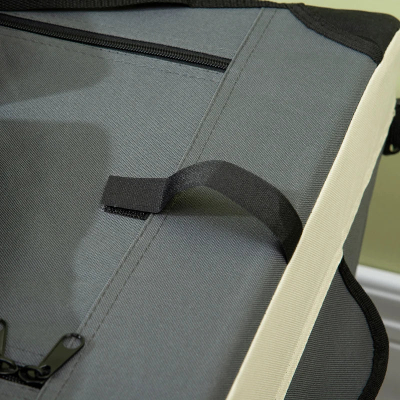 70cm Foldable Pet Carrier with Cushion for Small Dogs & Cats - Grey Portable Travel Bag